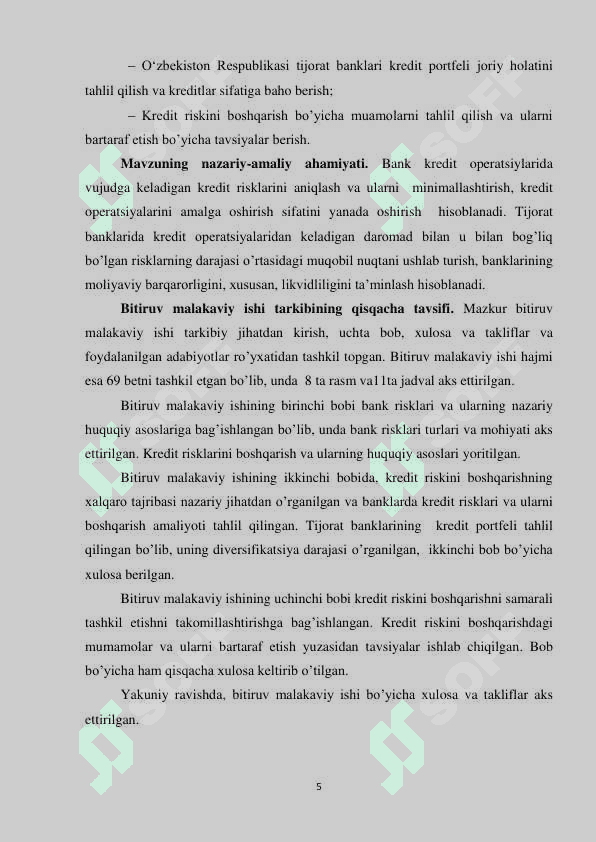 TIJORAT BANKLARIDA KREDIT RISKINI BOSHQARISH 5