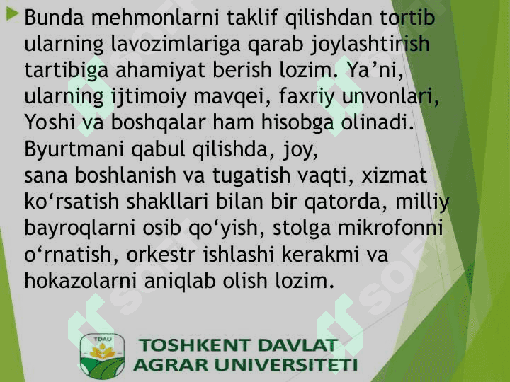Rasmiy uchrashuvlar va ularni tashkil etish 7