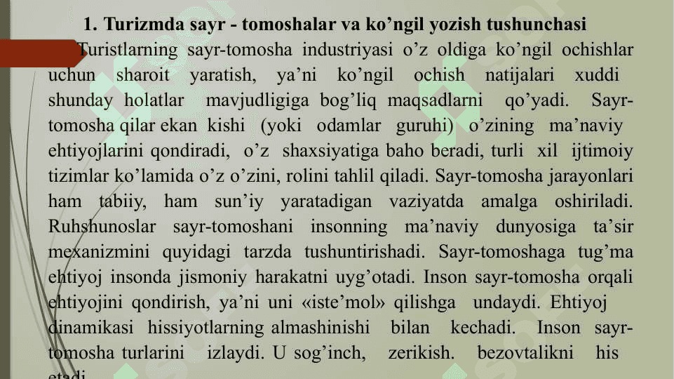 Mehmondo‘stlik industriyasida sayr-tomoshalar va ko‘ngil yozish infratuzilmasi 3