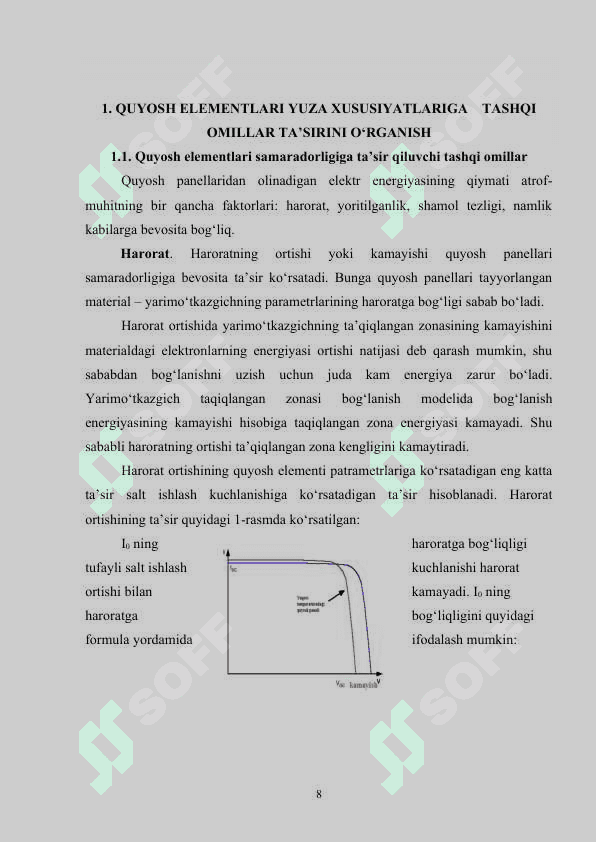 Quyosh panellari parametrlarini kompyuterda boshqariladigan qurilma yordamida aniqlash va natijalarni tahlil qilish 8