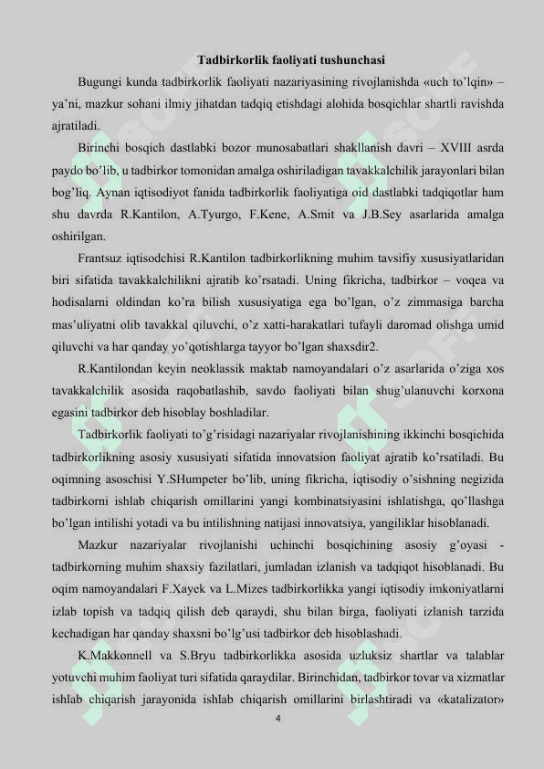 Tadbirkorlik faoliyati va tadbirkorlik kapitali. 4