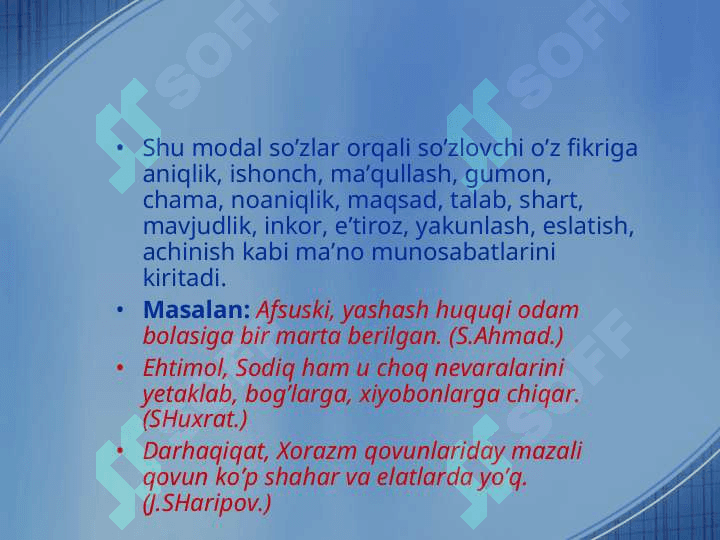 Modal so’zlar 3