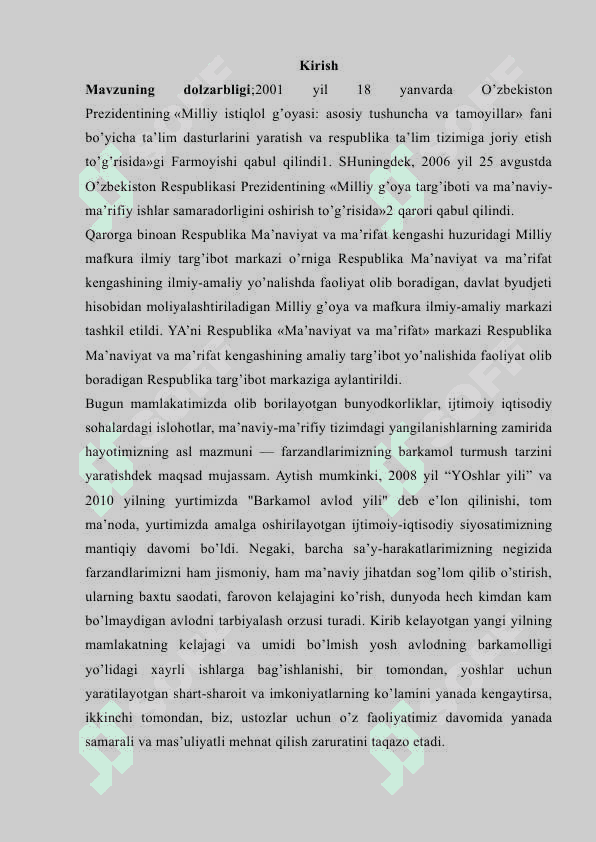 Barkamol avlodni milliy itiqlol g`poyasi va mafkurasi ruhida tar 2