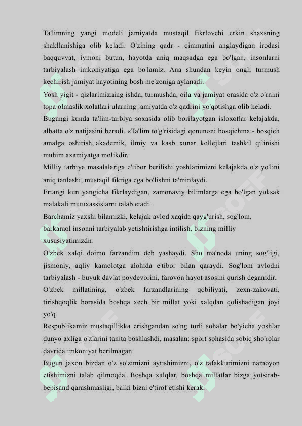 Barkamol avlodni milliy itiqlol g`poyasi va mafkurasi ruhida tar 8