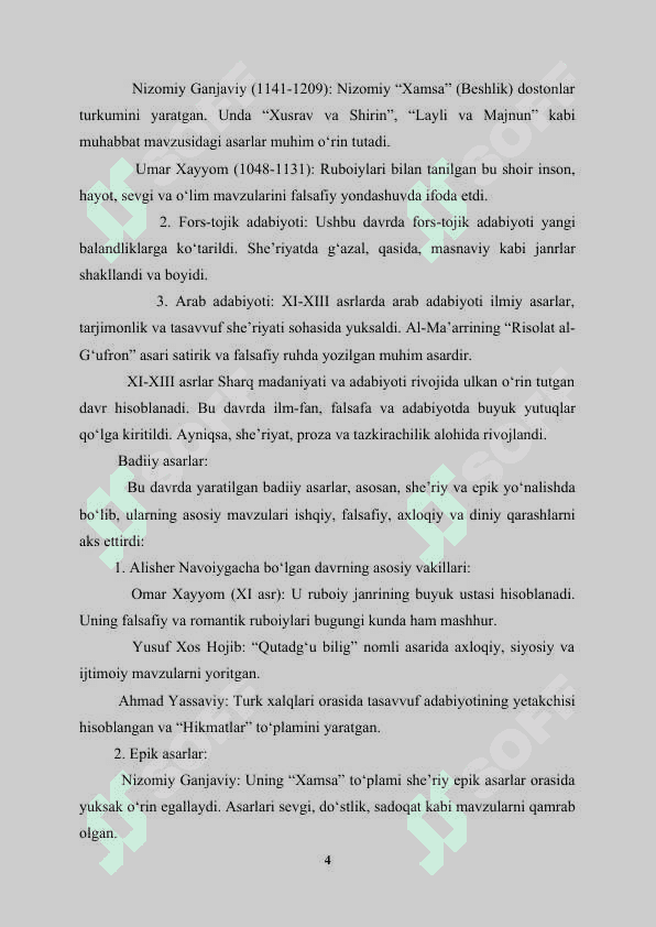 XI-XIII asrlarda badiiy asarlar va tazkirachilik 4
