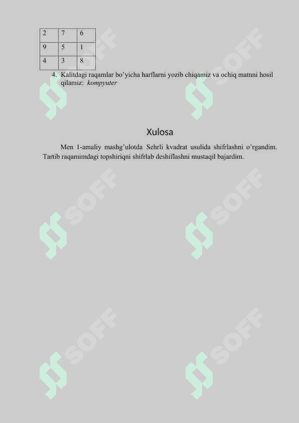 1-amaliy ish. Kriptografik himoyalash 2