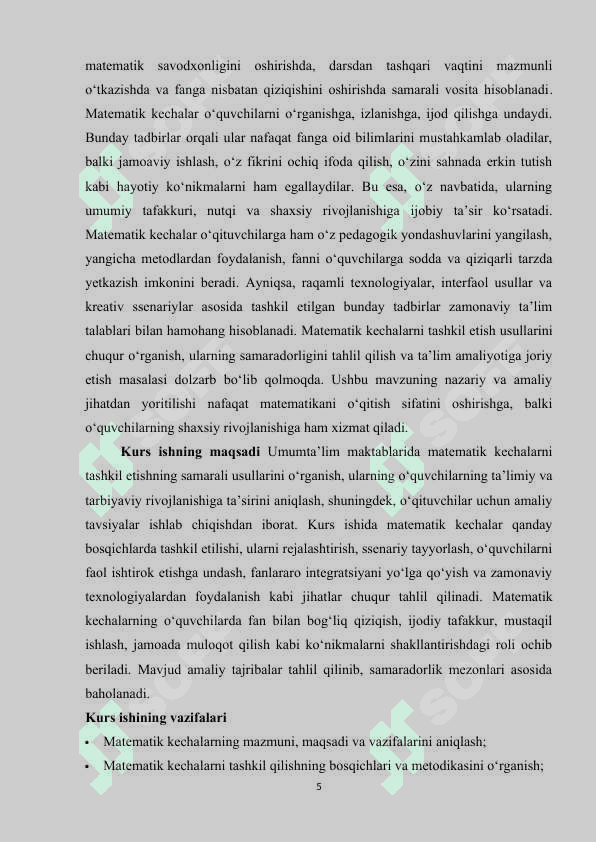 Matematik kechalarni tashkil qilish usullari 5