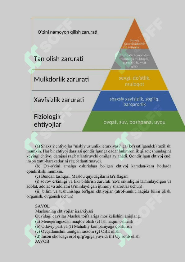 Shaxslar va guruhlarning motivatsiyasi. Ta’lim va rivojlanish. Sertifikatlash 5