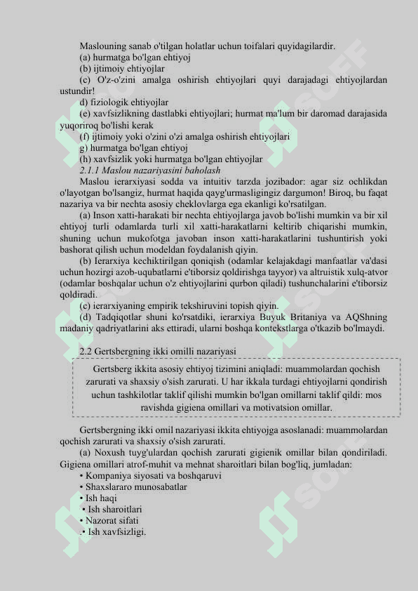 Shaxslar va guruhlarning motivatsiyasi. Ta’lim va rivojlanish. Sertifikatlash 6