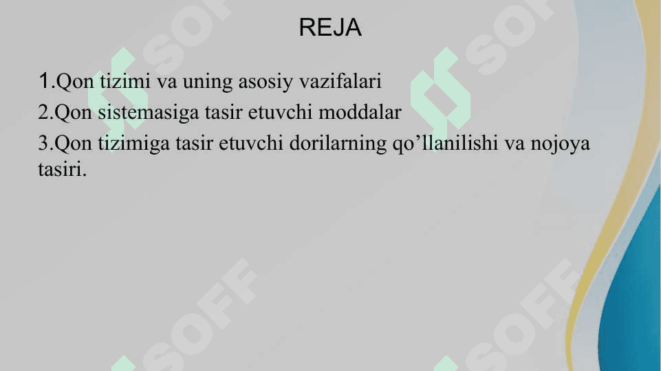Qon tizimiga tasir etuvchi vositalar 2
