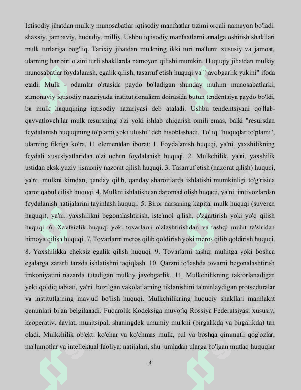 Mulk va Mulkchilik munosabatlari 4