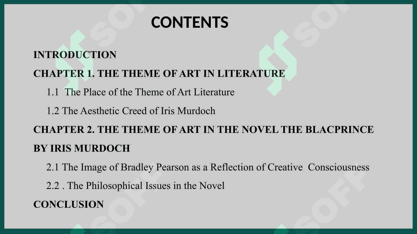 The theme of art in the works of Iris Murdoch (the novel, the black prince) 2