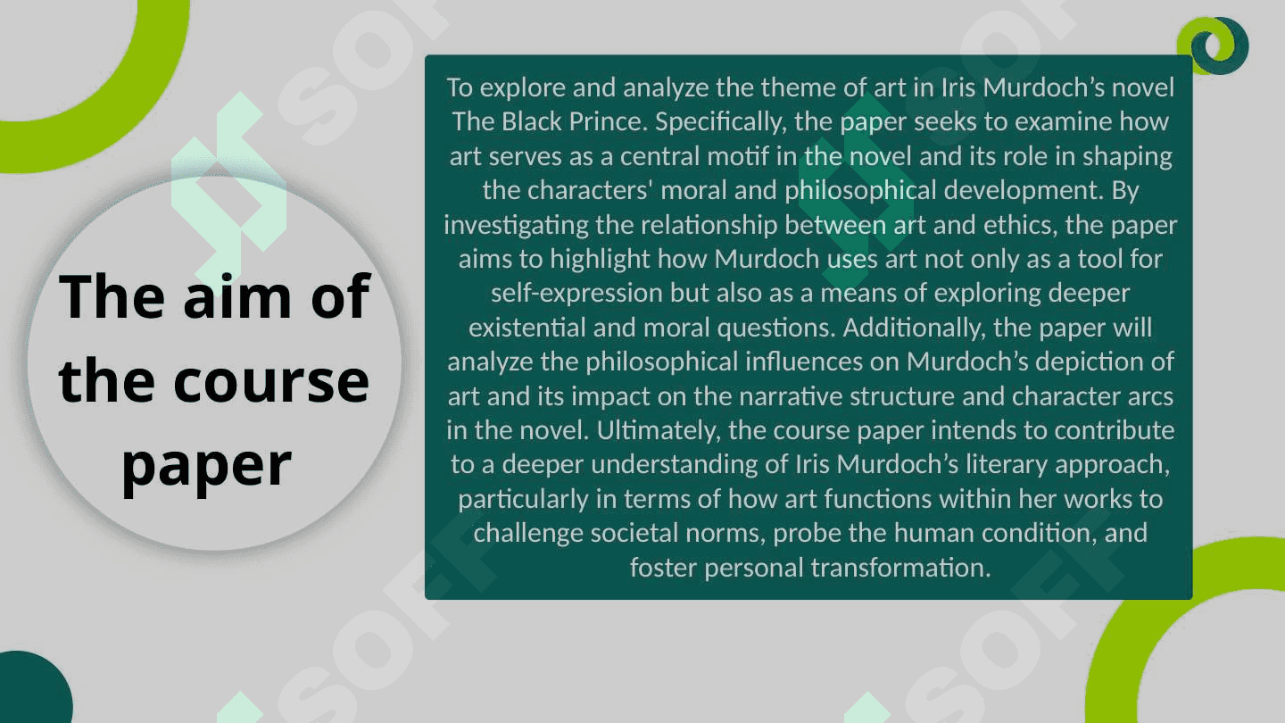 The theme of art in the works of Iris Murdoch (the novel, the black prince) 4