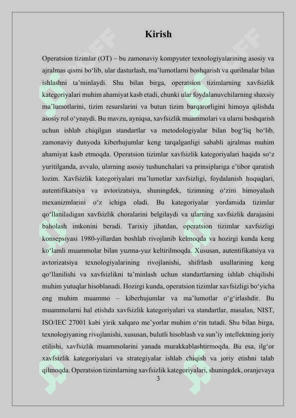 OPERATSION TIZIMLAR XAVFSIZLIK KATEGORIYALARI ( ORANJEVAYA KNIGA) 3
