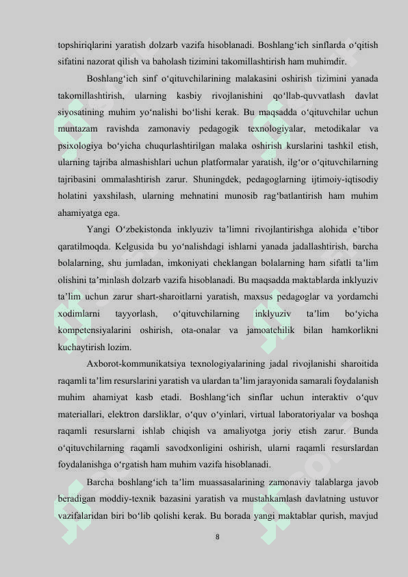 YANGI OʻZBEKISTONNING BOSHLANGʻICH TA'LIM BORASIDAGI  RIVOJLANGAN DAVLATLAR BILAN HAMKORLIKLARI 8