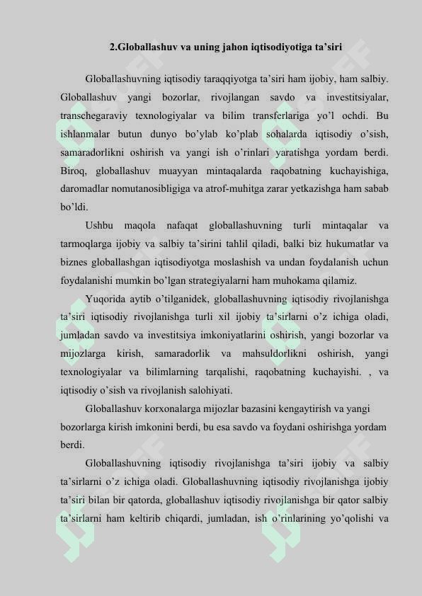 Globallashuv va uning mahalliy iqtisodiyotga ta'siri 7