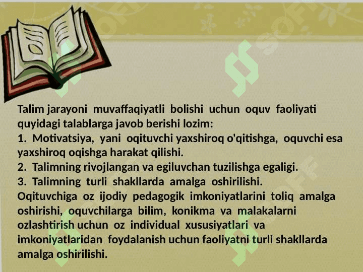 Talim psixologiyasi. Tarbiya psixologiyasi. Pedagogik psixologiya. Õqituvchi psixologiyasi. 7
