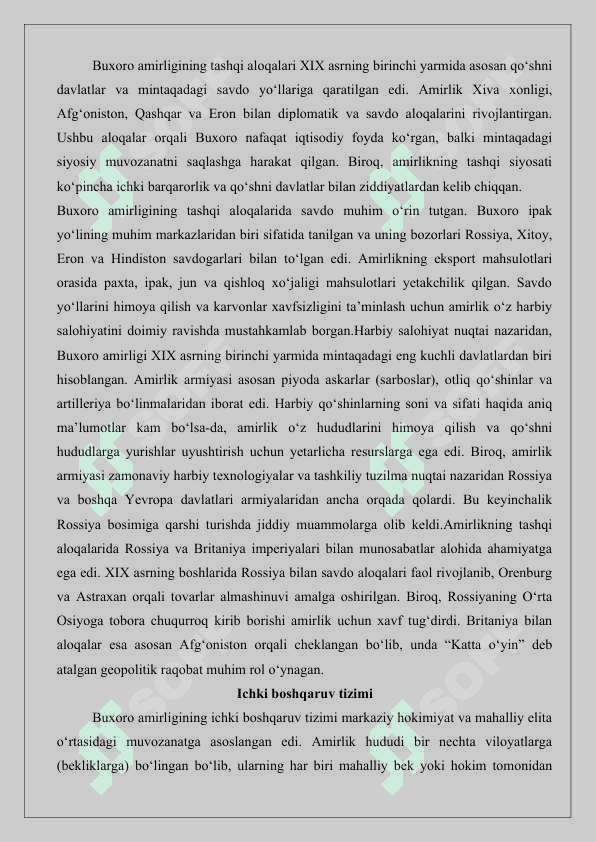 Buxoro amirligining vassal davlatga aylantirilishi 26 4