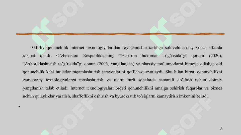 Milliy qonunlarni turli sohalarda internet texnologiyalaridan samarali foydalanish 6