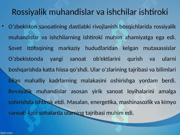 O‘ZBEKISTON SSRDA SANOATLASHTIRISH 25 8