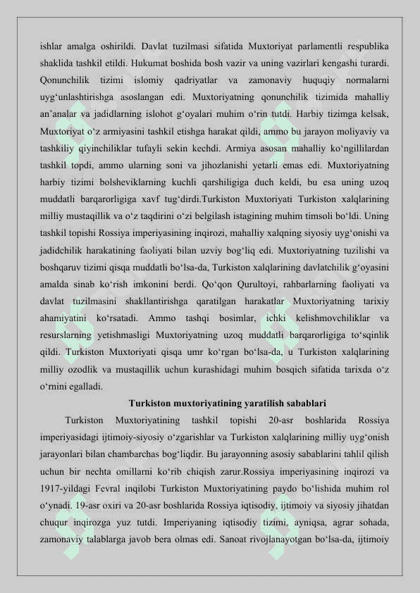 Turkiston Muxtoriyati – milliy demokratik davlatchilikning dastlabki tajribasi 25 5