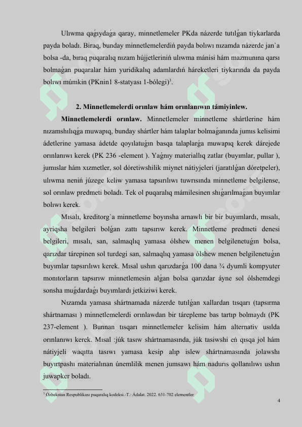 MINNETLEMELERDI BUZǴANLIQ USHIN JUWAPKERSHILIK 4