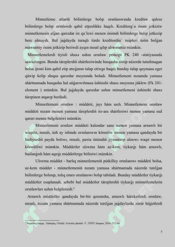 MINNETLEMELERDI BUZǴANLIQ USHIN JUWAPKERSHILIK 5