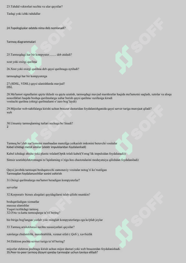 Astrum savol javob kalitlar bilan 2