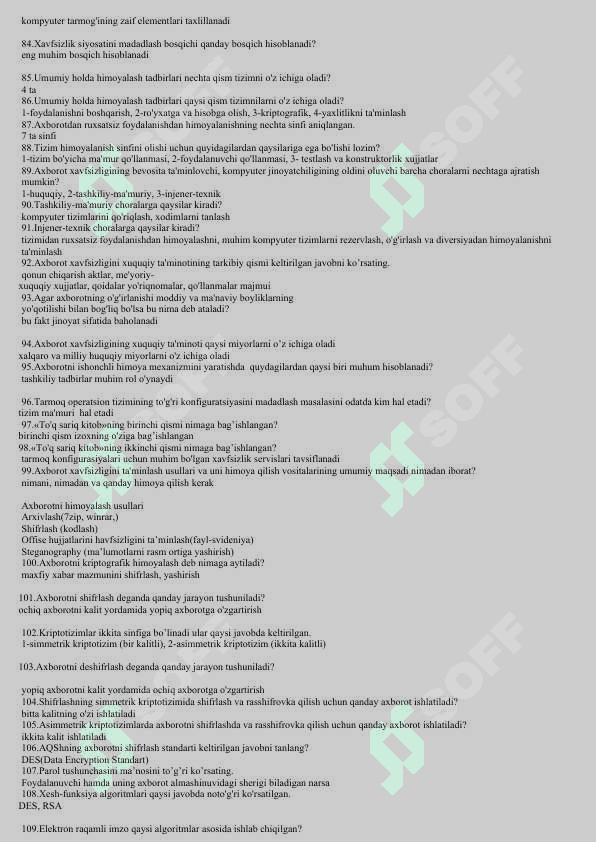 Astrum savol javob kalitlar bilan 5