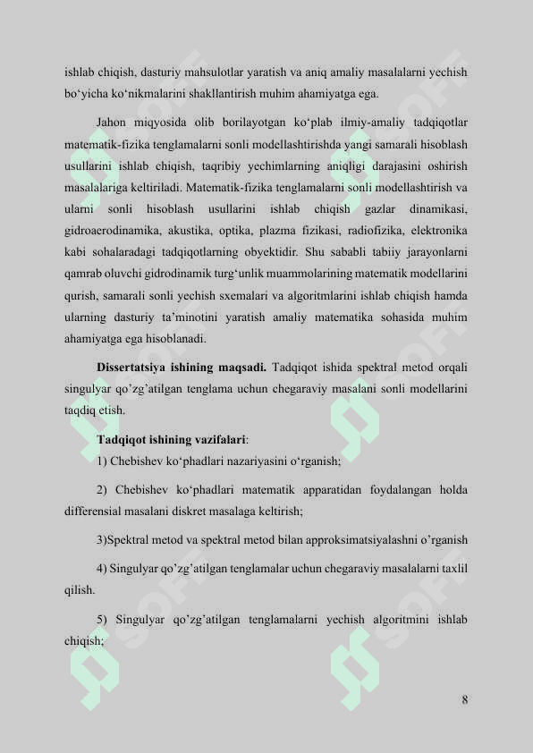 SINGULYАR QO’ZG’АTILGАN TЕNGLАMА UCHUN CHЕGАRАVIY MАSАLАNI SPЕKTRАL MЕTOD BILАN SONLI MODЕLLАSHTIRISH. 8