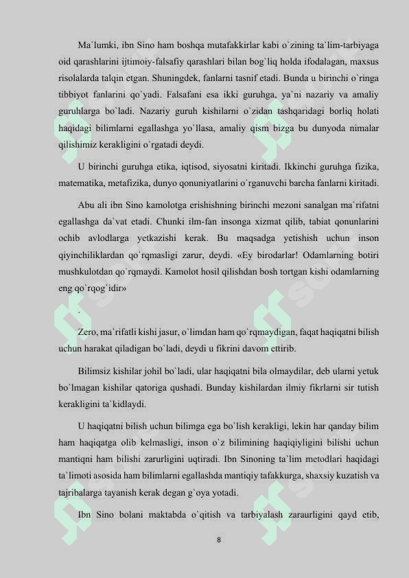 ABU ALI IBN SINONING IJTIMOIY PEDAGOGIK QARASHLARI 8