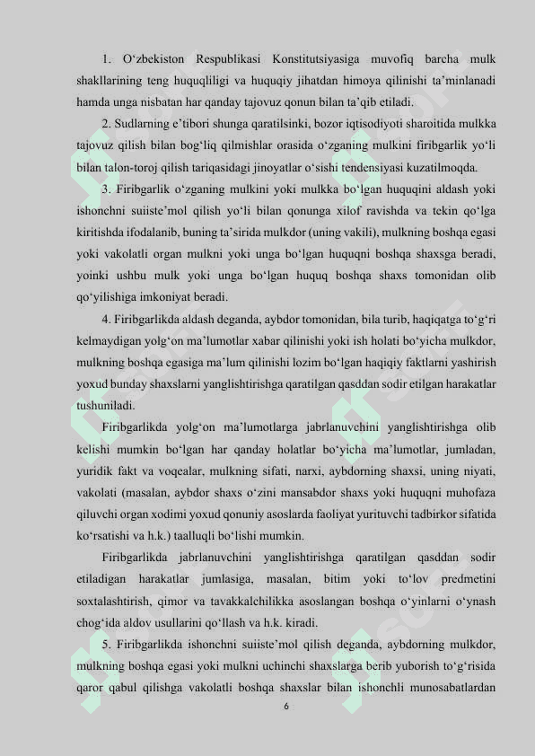 PUL MABLAG'LARINI QONUNGA XILOF RAVISHDA O'TKAZISH YOKI OLIB QO'YISH YOXUD ULARNI O'Z VAQTIDA QAYTARMASLIK JINOYATINING JINOIY-HUQUQIY TAVSIFI 6