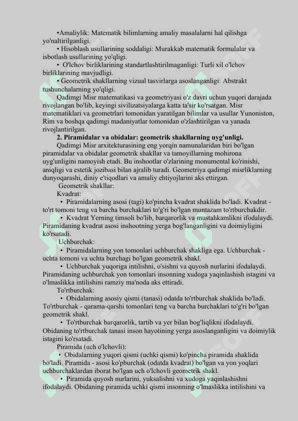 GEOMETRIK TUSHUNCHALAR VA ARXITEKTURA: PIRAMIDA VA OBIDALAR 4