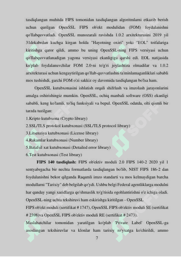 OpenSSL kutubxonasi va undan foydalanish (shifrlash/deshifrlash 7