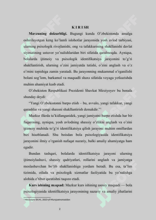 BOLA PSIXOLOGIYASIDA IDENTIFIKATSIYA JARAYONI 2