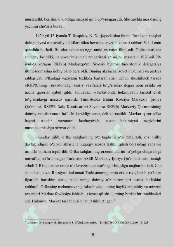 O‘zbekistonda sanoatlashtirish siyosati va uning mustamlakachilik mohiyati 8