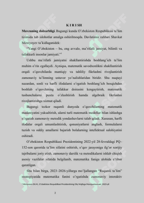SONLI VA XARFLI IFODALARNI O’QITISH O’RGATISH  METODIKASI 2