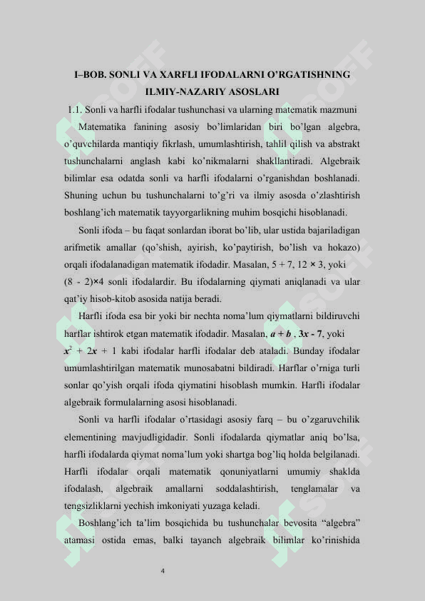 SONLI VA XARFLI IFODALARNI O’QITISH O’RGATISH  METODIKASI 4