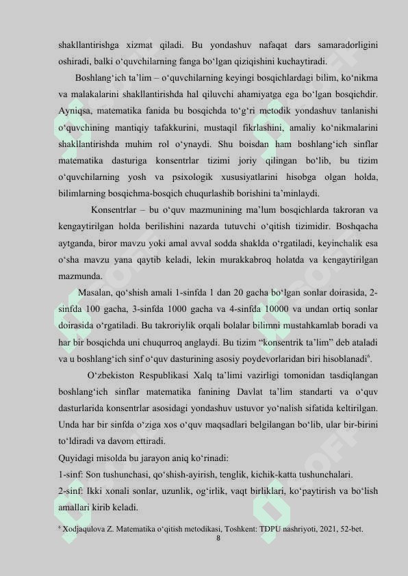 Konsentrlar  bo’yicha  arifmetik  amallarni  o’rgatish , qo’shish  va  ayirish, ko’paytirish, bo’lishga  o’rgatish  metodikasi 8
