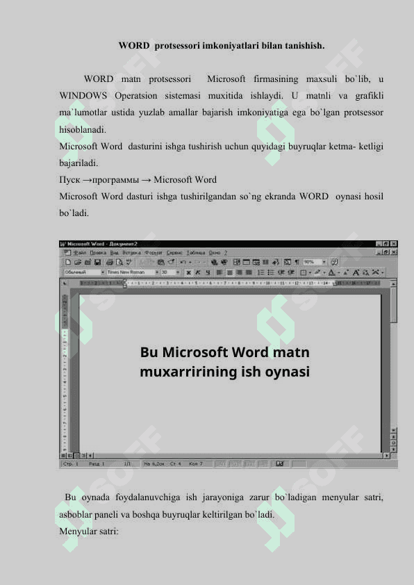 MS Word dasturida hujjatlarni tahrirlash va formatlash. 2