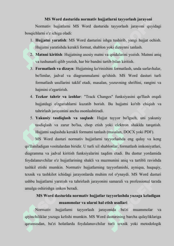 MS Word dasturida sohaga oid normativ hujjatlarni tayyorlash 4