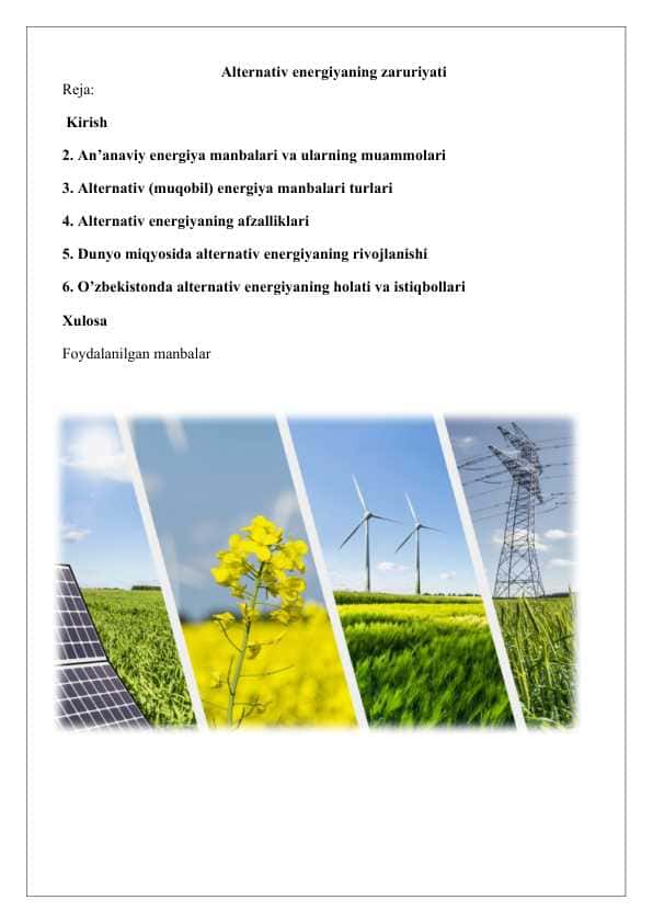 Alternativ energiyaning zaruriyati 25 1