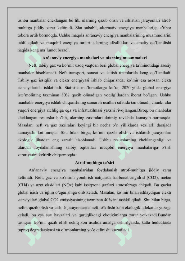 Alternativ energiyaning zaruriyati 25 3