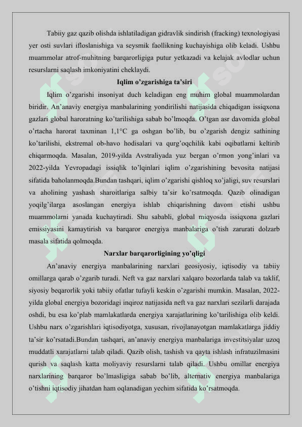 Alternativ energiyaning zaruriyati 25 4