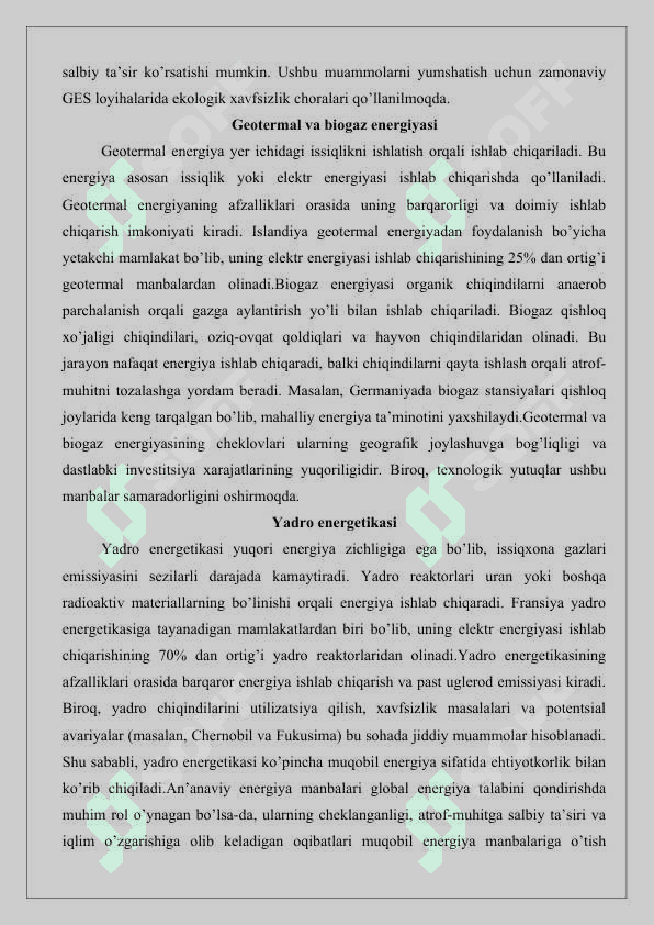Alternativ energiyaning zaruriyati 25 7