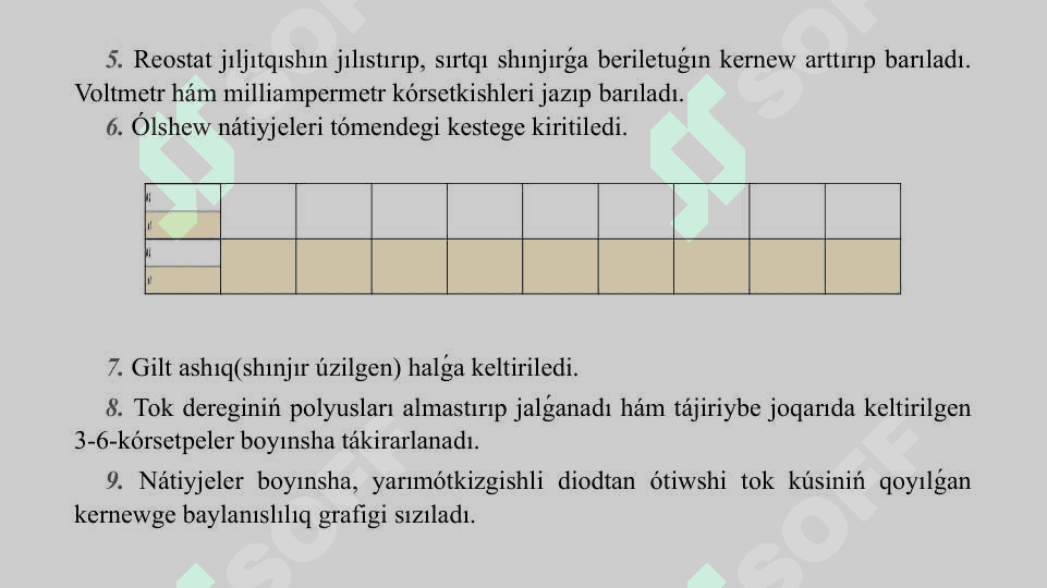 Yarımótkizgishli diodtıń volt-amper xarakteristikasın úyreniw 6