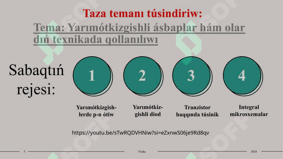 Yarımótkizgishli ásbaplar hám olardıń texnikada qollanılıwı 5