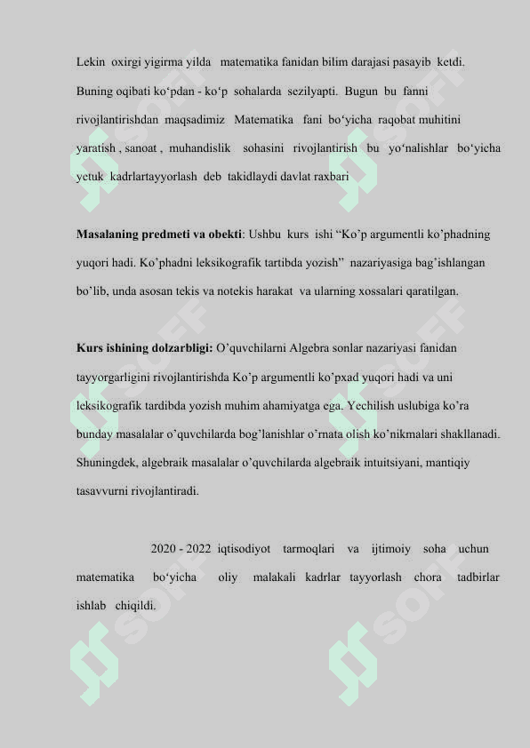 Ko’p argumentli ko’phadning yuqori hadi. Ko’phadni leksikografik tartibda yozis 6