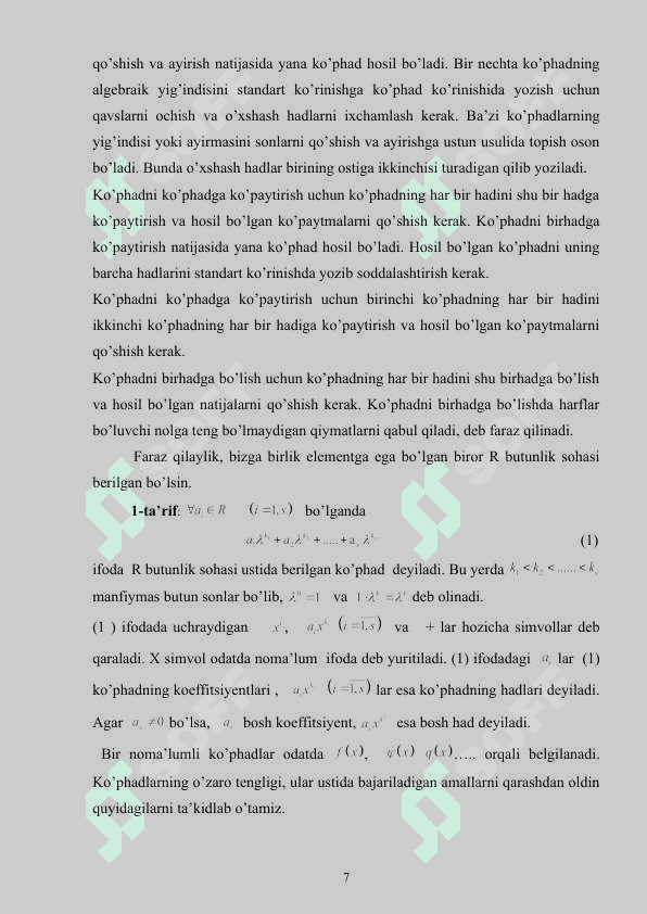 KASR MAXRAJINI ALGEBRAIK IRRATSIONALLIKDAN QUTQARISH 7