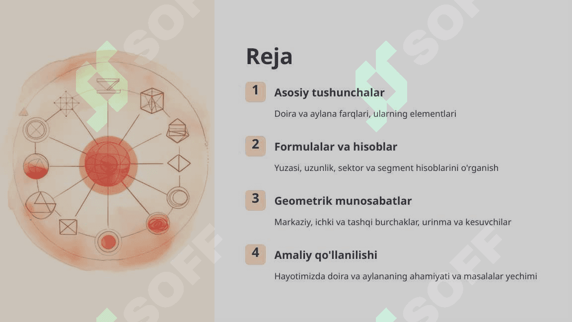 Doira va aylana elementlari. Geometriyaning ajoyib shakllari 2
